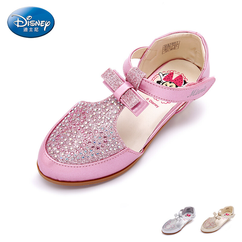 迪士尼公主鞋2017春新女童皮鞋儿童单鞋中大童女童鞋儿童小高跟-disney 粉色 30码mm