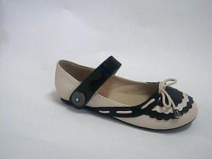 时尚童趣 双色重叠花扣蝴蝶结公主童鞋